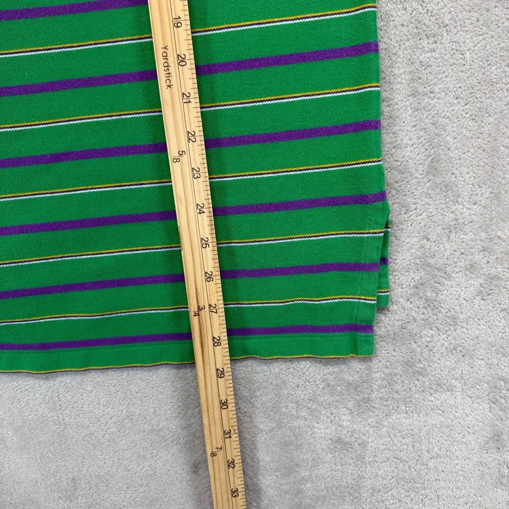 Polo by Ralph Lauren Green Striped Polo with Purple and Yellow Accents
